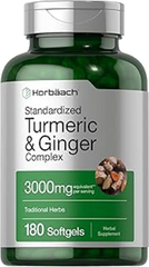 Horbäach Turmeric and Ginger Supplement | 3000 mg 180 Softgel Pills...